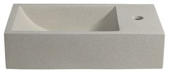 SAPHO CREST R betonové umyvadlo, nástěnné, včetně výpusti, 40x22 cm, bílý pískovec AR413 - Sapho
