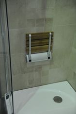 AQUALINE Sklopné sedátko do sprchového koutu 32x32,5cm, bambus AE236 - Aqualine
