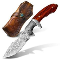 OEM Damaškový lovecký skládací nůž MASTERPIECE Saburo-Hnědá KP26617
