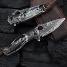 OEM Damaškový lovecký skládací nůž MASTERPIECE Shouta-Černá/Bílá KP26641