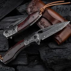 OEM Damaškový lovecký skládací nůž MASTERPIECE Orino-Hnědá KP26656