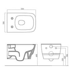SAPHO BELLO závěsná WC mísa, Rimless, 35,5x53cm, bílá 100214 - Sapho