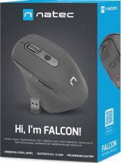 Natec Natec optická myš FALCON/3200 DPI/Kancelářská/Optická/Pro praváky/Bezdrátová Bluetooth/Černá