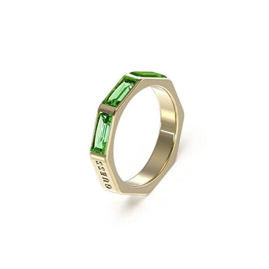 Guess Slušivý prsten se zelenými kubickými zirkony JUBR03174JWYGEM52