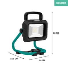 VONROC Akumulátorové pracovní světlo LED 20V - 1800 lumenů | Bez baterie a rychlonabíječky 