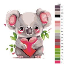 Malujsi Malování podle čísel - Koala se srdíčkem - 30x40 cm, bez dřevěného rámu