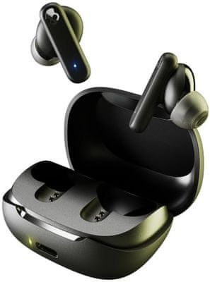 Bluetooth sluchátka skullcandy ipx4 odolnost vodě skvělý zvuk handsfree funkce rychlonabíjení nabíjecí pouzdro