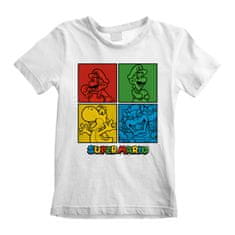 CurePink Dětské tričko Nintendo|Super Mario: Squares (7-8 let) bílá bavlna