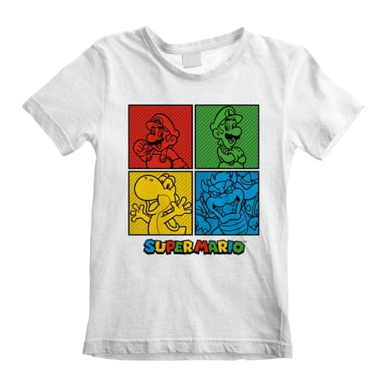 CurePink Dětské tričko Nintendo|Super Mario: Squares (5-6 let) bílá bavlna