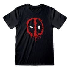 CurePink Pánské tričko Marvel|Deadpool: Splat (L) černé bavlna