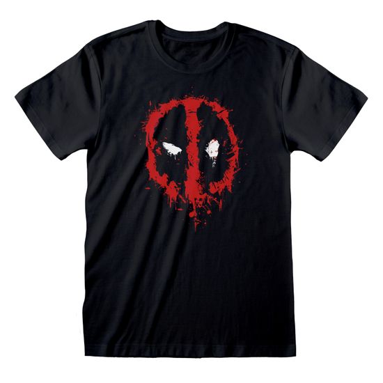 CurePink Pánské tričko Marvel|Deadpool: Splat (L) černé bavlna