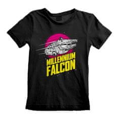 CurePink Dětské tričko Star Wars|Hvězdné války: Millenium Falcon (9-11 let) černá bavlna