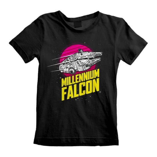 CurePink Dětské tričko Star Wars|Hvězdné války: Millenium Falcon (7-8 let) černá bavlna