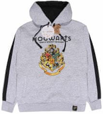 CurePink Pánská mikina Harry Potter: Hogwarts Crest (S) šedá bavlna polyester