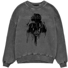 CurePink Pánská mikina Star Wars|Hvězdné války: Dripping Darth Vader (L) šedá bavlna polyester