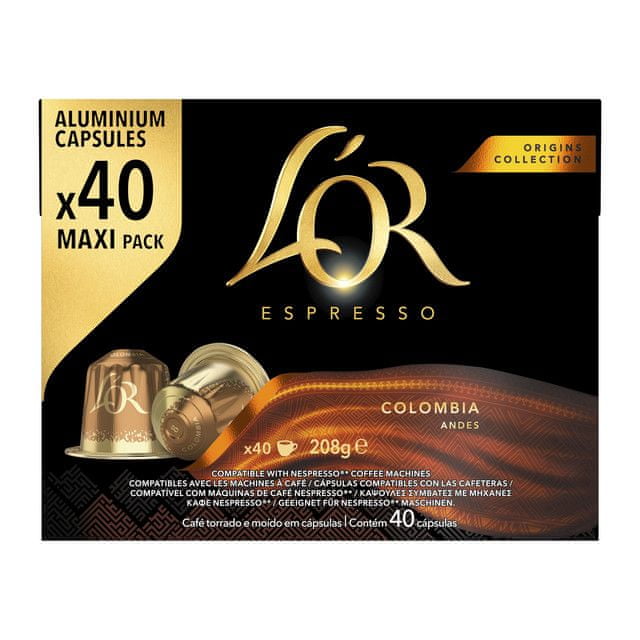 L'Or Espresso Colombia 40 ks kapslí, kompatibilní s kávovary Nespresso