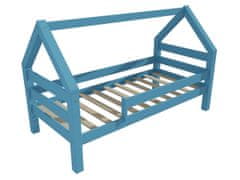 eoshop Dětská postel domeček 8X8 09B (Barva dřeva: barva modrá, Rozměr: 90 x 180 cm)
