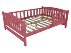 eoshop Dětská postel DP 002 XL se zábranou (Barva dřeva: barva růžová, Rozměr: 120 x 200 cm)
