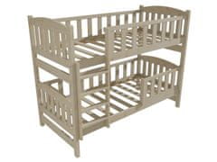 eoshop Patrová postel ALENA se zábranou "PP 013" (Barva dřeva: surové dřevo, Prostor mezi lůžky: 80 cm, Rozměr: 90 x 200 cm)
