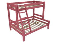 eoshop Patrová postel s rozšířeným spodním lůžkem 8X8 06A (Barva dřeva: barva růžová, Rozměr: 80/120 x 200 cm)