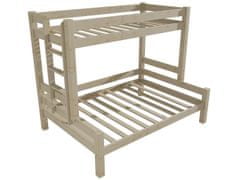 eoshop Patrová postel s rozšířeným spodním lůžkem 8X8 06B (Barva dřeva: surové dřevo, Rozměr: 90/120 x 200 cm, Varianta: vlevo)