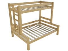 eoshop Patrová postel s rozšířeným spodním lůžkem 8X8 06B (Barva dřeva: bezbarvý lak, Rozměr: 80/120 x 200 cm, Varianta: vlevo)