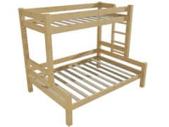 eoshop Patrová postel s rozšířeným spodním lůžkem 8X8 06B (Barva dřeva: bezbarvý lak, Rozměr: 80/120 x 200 cm, Varianta: vpravo)