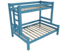 eoshop Patrová postel s rozšířeným spodním lůžkem 8X8 06B (Barva dřeva: barva modrá, Rozměr: 80/120 x 200 cm, Varianta: vlevo)