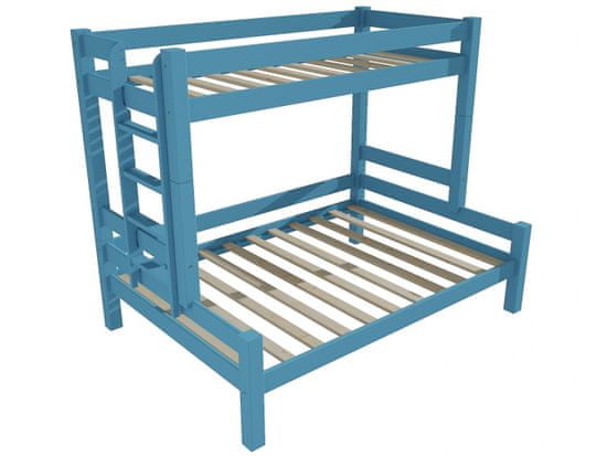 eoshop Patrová postel s rozšířeným spodním lůžkem 8X8 06B (Barva dřeva: barva modrá, Rozměr: 90/140 x 200 cm, Varianta: vlevo)