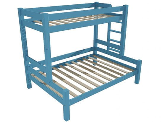 eoshop Patrová postel s rozšířeným spodním lůžkem 8X8 06B (Barva dřeva: barva modrá, Rozměr: 90/140 x 200 cm, Varianta: vpravo)