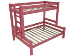 eoshop Patrová postel s rozšířeným spodním lůžkem 8X8 06B (Barva dřeva: barva růžová, Rozměr: 80/120 x 200 cm, Varianta: vlevo)