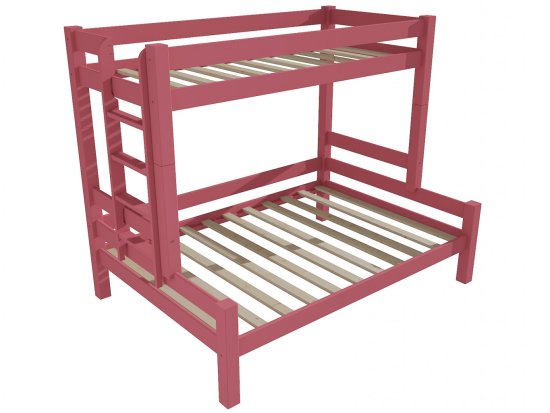 eoshop Patrová postel s rozšířeným spodním lůžkem 8X8 06B (Barva dřeva: barva růžová, Rozměr: 90/140 x 200 cm, Varianta: vlevo)