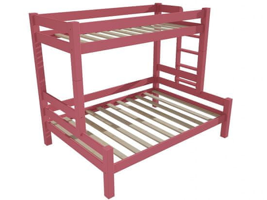 eoshop Patrová postel s rozšířeným spodním lůžkem 8X8 06B (Barva dřeva: barva růžová, Rozměr: 90/140 x 200 cm, Varianta: vpravo)