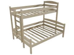 eoshop Patrová postel s rozšířeným spodním lůžkem HELENA "PPS 001" (Barva dřeva: bezbarvý lak, Rozměr: 90/120 x 200 cm, Varianta: vlevo)