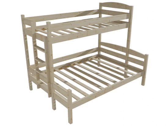 eoshop Patrová postel s rozšířeným spodním lůžkem HELENA "PPS 001" (Barva dřeva: surové dřevo, Rozměr: 90/120 x 200 cm, Varianta: vlevo)