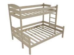 eoshop Patrová postel s rozšířeným spodním lůžkem HELENA "PPS 001" (Barva dřeva: surové dřevo, Rozměr: 90/120 x 200 cm, Varianta: vpravo)