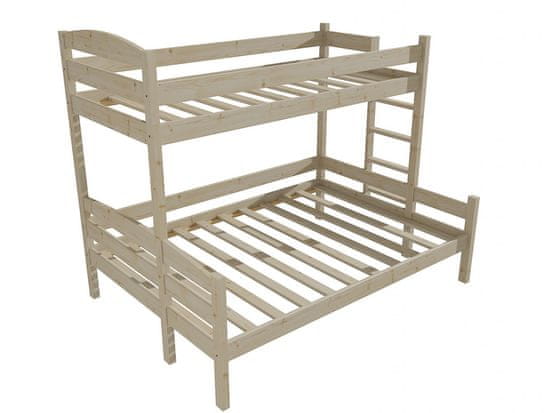 eoshop Patrová postel s rozšířeným spodním lůžkem HELENA "PPS 001" (Barva dřeva: surové dřevo, Rozměr: 90/140 x 200 cm, Varianta: vpravo)