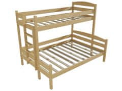 eoshop Patrová postel s rozšířeným spodním lůžkem HELENA "PPS 001" (Barva dřeva: bezbarvý lak, Rozměr: 90/140 x 200 cm, Varianta: vlevo)