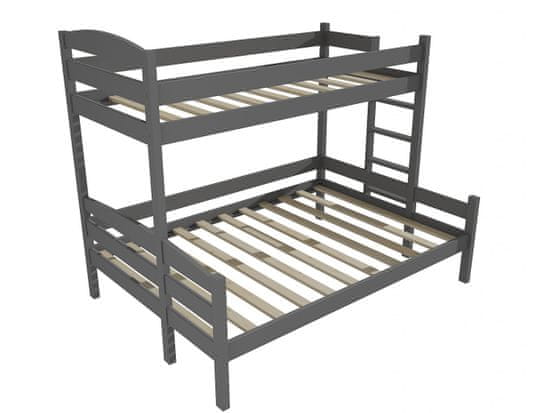 eoshop Patrová postel s rozšířeným spodním lůžkem HELENA "PPS 001" (Barva dřeva: barva šedá, Rozměr: 90/120 x 200 cm, Varianta: vpravo)
