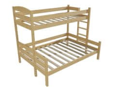 eoshop Patrová postel s rozšířeným spodním lůžkem HELENA "PPS 001" (Barva dřeva: bezbarvý lak, Rozměr: 90/120 x 200 cm, Varianta: vpravo)