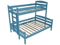 eoshop Patrová postel s rozšířeným spodním lůžkem HELENA "PPS 001" (Barva dřeva: barva modrá, Rozměr: 90/120 x 200 cm, Varianta: vlevo)