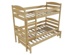 eoshop Patrová postel s výsuvnou přistýlkou OSKAR "PPV 009" (Barva dřeva: bezbarvý lak, Prostor mezi lůžky: 80 cm, Rozměr: 80 x 200 cm)