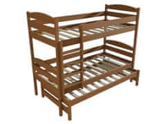 eoshop Patrová postel s výsuvnou přistýlkou OSKAR "PPV 009" (Barva dřeva: moření dub, Prostor mezi lůžky: 80 cm, Rozměr: 90 x 200 cm)