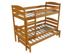 eoshop Patrová postel s výsuvnou přistýlkou OSKAR "PPV 009" (Barva dřeva: moření olše, Prostor mezi lůžky: 80 cm, Rozměr: 90 x 200 cm)