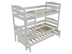 eoshop Patrová postel s výsuvnou přistýlkou OSKAR "PPV 009" (Barva dřeva: barva bílá, Prostor mezi lůžky: 80 cm, Rozměr: 90 x 200 cm)