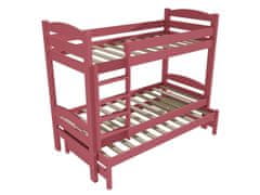 eoshop Patrová postel s výsuvnou přistýlkou KRISTIÁN "PPV 010" (Barva dřeva: barva růžová, Prostor mezi lůžky: 80 cm, Rozměr: 90 x 200 cm)