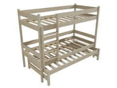 eoshop Patrová postel s výsuvnou přistýlkou JOHANA "PPV 013" (Barva dřeva: surové dřevo, Prostor mezi lůžky: 80 cm, Rozměr: 90 x 200 cm)