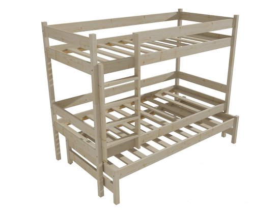eoshop Patrová postel s výsuvnou přistýlkou JOHANA "PPV 013" (Barva dřeva: surové dřevo, Prostor mezi lůžky: 80 cm, Rozměr: 80 x 180 cm)