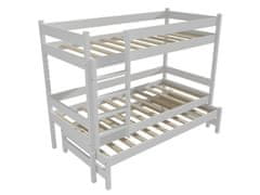 eoshop Patrová postel s výsuvnou přistýlkou JOHANA "PPV 013" (Barva dřeva: barva bílá, Prostor mezi lůžky: 80 cm, Rozměr: 90 x 200 cm)