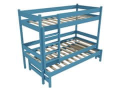 eoshop Patrová postel s výsuvnou přistýlkou JOHANA "PPV 013" (Barva dřeva: barva modrá, Prostor mezi lůžky: 80 cm, Rozměr: 90 x 200 cm)